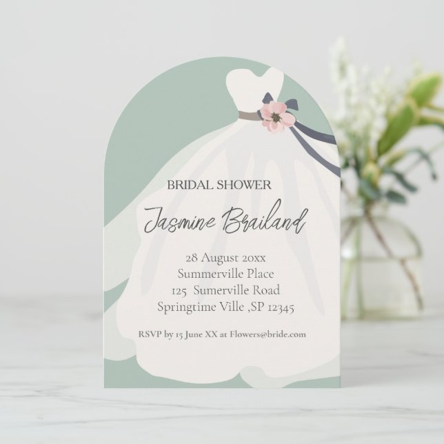 Convite Chá de panela de Bride de Mint Floral (Em pé/Frente)