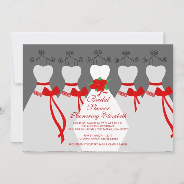 Convite Chá de panela de Bridesmaids vermelho (Frente)