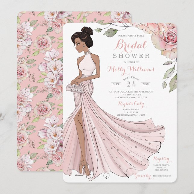 Convite Chá de panela de Brilho Personalizado por Glam (Frente/Verso)