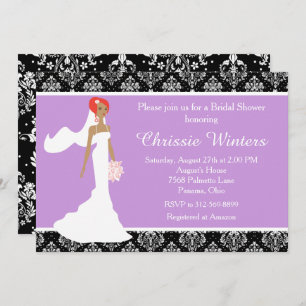 Convite Chá de panela de Brilho Roxo do Damask