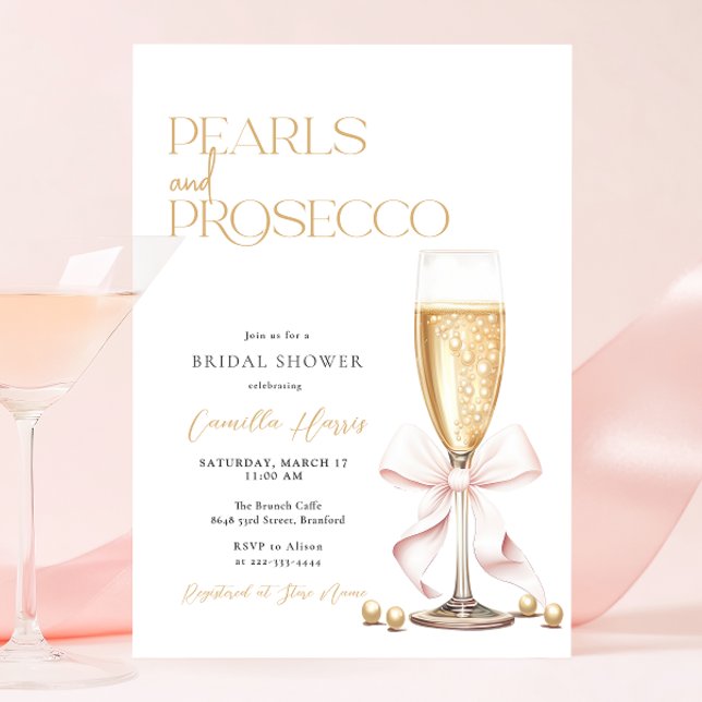 Convite Chá de panela de Brunch Rosa e Prosecco (Criador carregado)