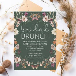 Convite Chá de panela de Brunt Verde-Bridal Dark de Flores