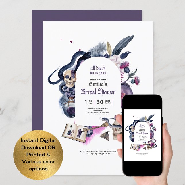 Convite Chá de panela de Bruxa de Halloween mágico gótico (Criador carregado)