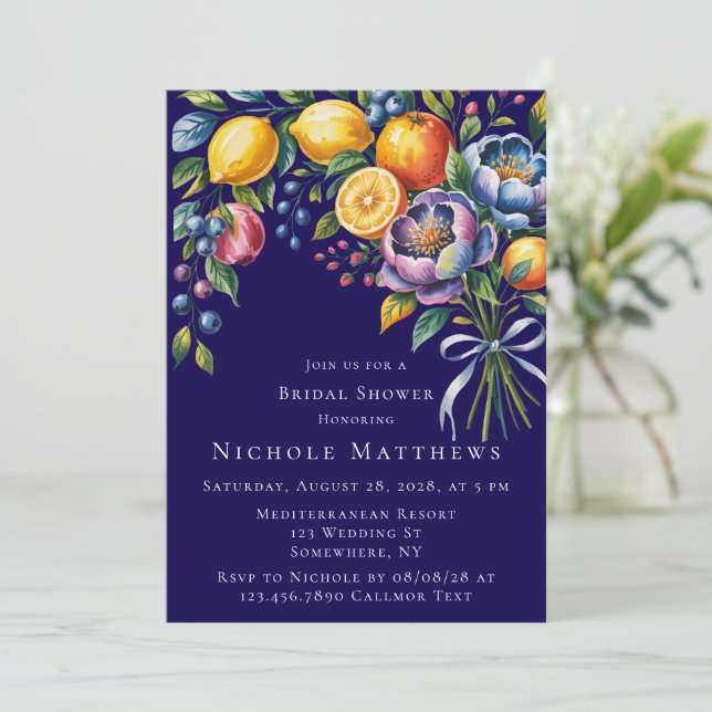 Convite Chá de panela de Buquê de Citros do Mediterrâneo (Em pé/Frente)