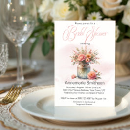 Convite Chá de panela de Buquê Floral Mason Jar