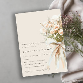 Convite Chá de panela De Buquê Floral Rosa Blush