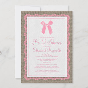 Convite Chá de panela de Burlap, castanho rosa