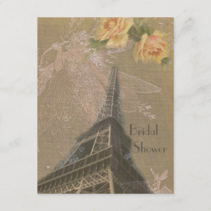 Convite Chá de panela de Burlap Look Eiffel Tower & Fairie