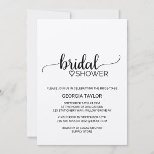 Convite Chá de panela de Caligrafia Simples