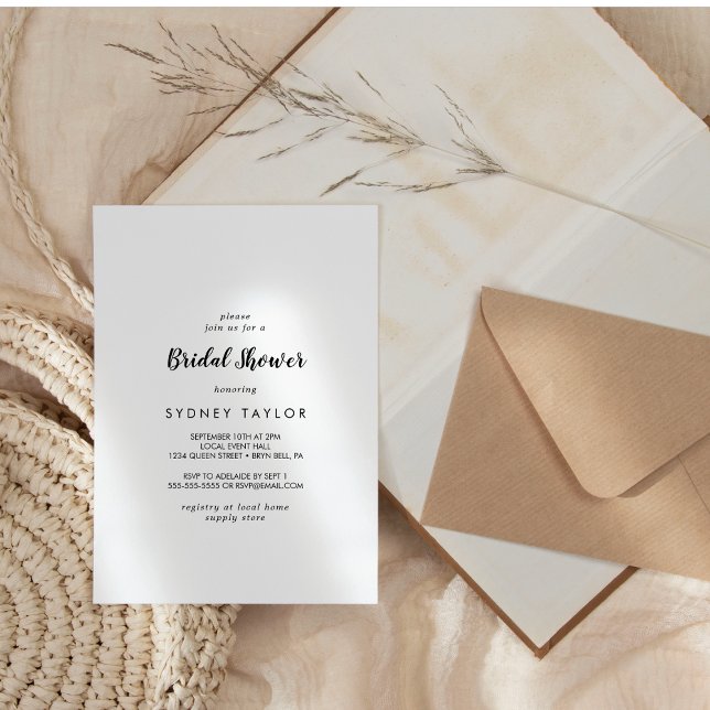 Convite Chá de panela de Caligrafia Simples (Criador carregado)