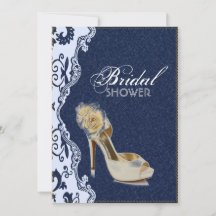 chá de panela de campo floral moderno denim lace