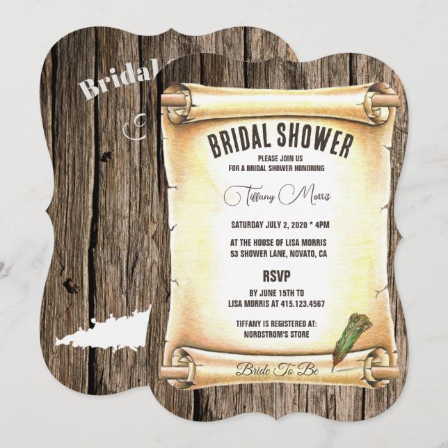 Convite Chá de panela de Caneta de Rolagem e Folha Exclusi (Frente/Verso)