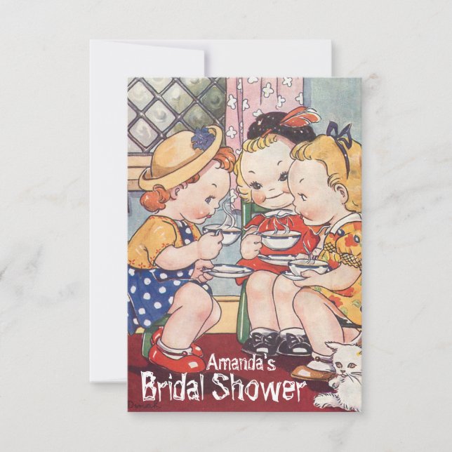 Convite Chá de panela de caricaturas, festa de solteira (Frente)