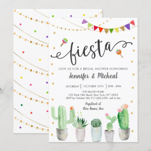 Convite Chá de panela de Casais Fiesta Cactus