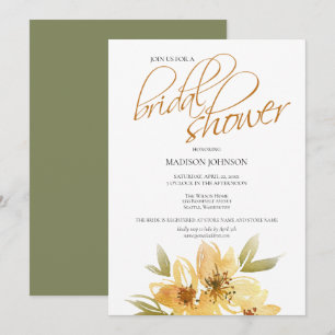 Convite Chá de panela de Casamento Amarelo Elegante Water