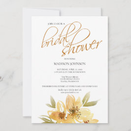 Convite Chá de panela de Casamento Amarelo Elegante Waterc