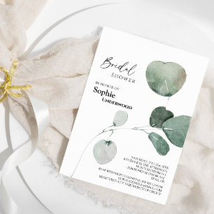 Convite Chá de panela de Casamento Branco Moderno Greenery