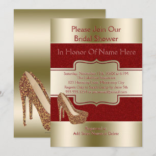 Convite Chá de panela de casamento  Calçados Dourados de