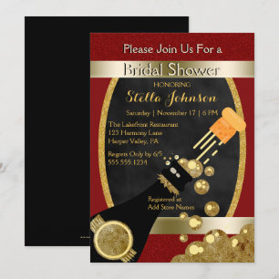 Convite Chá de panela de casamento   Chic Dourado Champanh