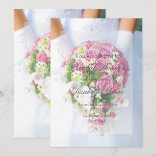 Convite Chá de panela de Casamento com Buquê de Flor Bra