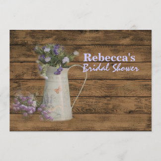 Convite chá de panela de casamento da lavanda de madeira d