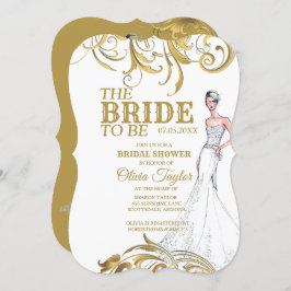 Convite Chá de panela de Casamento das Vintage Douradas El