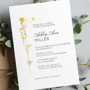 Convite Chá de panela de Casamento de Detalhes Florais Mín