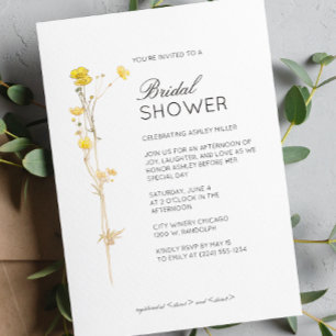 Convite Chá de panela de Casamento de Detalhes Florais Mín
