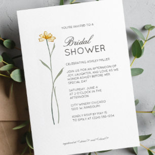 Convite Chá de panela de Casamento de Detalhes Florais Mín