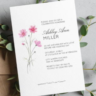 Convite Chá de panela de Casamento de Detalhes Florais Mín