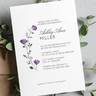Convite Chá de panela de Casamento de Detalhes Florais Mín