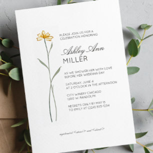 Convite Chá de panela de Casamento de Detalhes Florais Mín