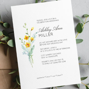 Convite Chá de panela de Casamento de Detalhes Florais Mín