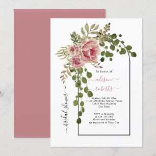 Convite Chá de panela de casamento de flores rosa-rosa Du