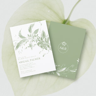 Convite Chá de panela de casamento de flores verdes da Sag