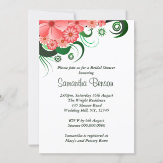 Convite Chá de panela de Casamento de Hibiscus Rosa Floral