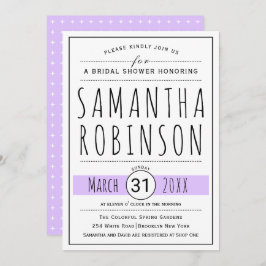 Convite Chá de panela de casamento de lavanda de tipografi