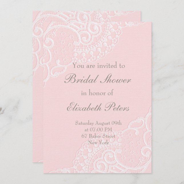 Convite Chá de panela de Casamento Elegante de Locais Rosa (Frente/Verso)