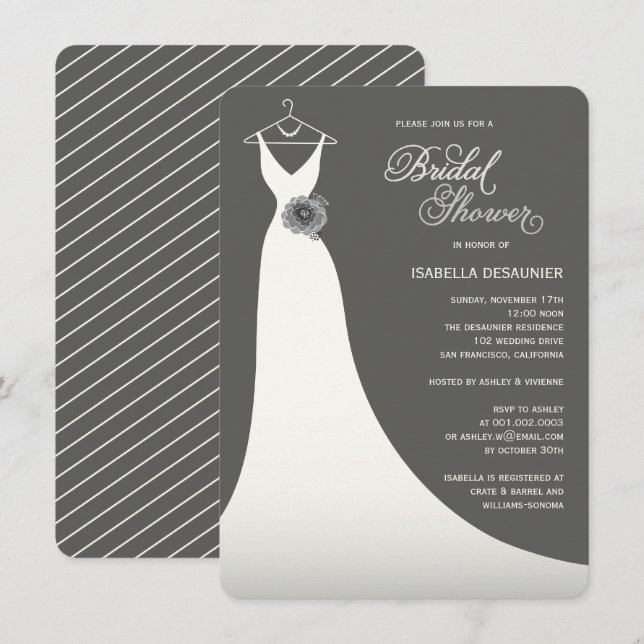 Convite Chá de panela De Casamento Elegante Na moda (Frente/Verso)