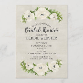 Convite Chá de panela de Casamento Floral Anemone Branco