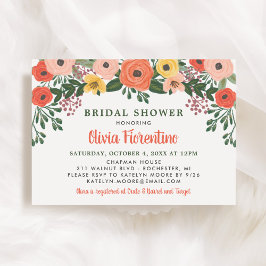 Convite Chá de panela de Casamento Floral de Blush Coral