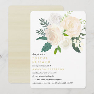 Convite Chá de panela de Casamento Floral de Ivory Buquê r