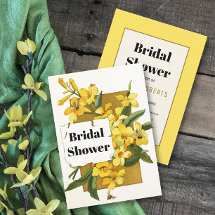 Convite chá de panela de casamento floral jasmim amarelo