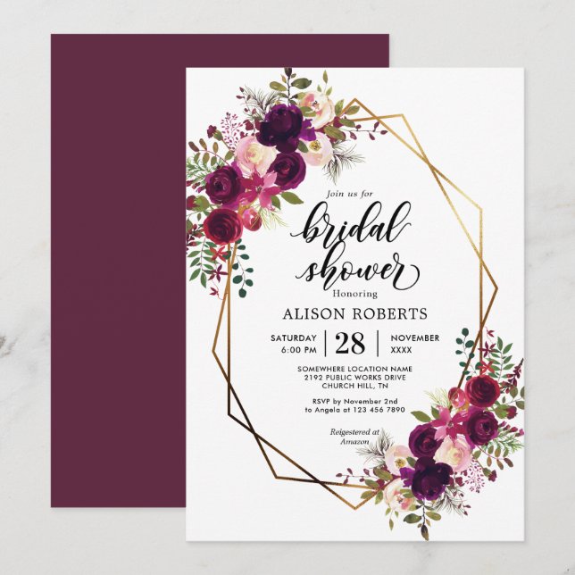 Convite Chá de panela de casamento geométrico do Boho bord (Frente/Verso)