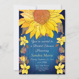 Convite Chá de panela de Casamento Rustic Floral Sunflowe