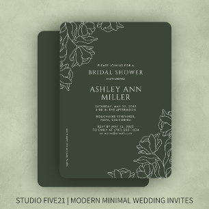 Convite Chá de panela de Casamento Verde da Mosa Floral Mo