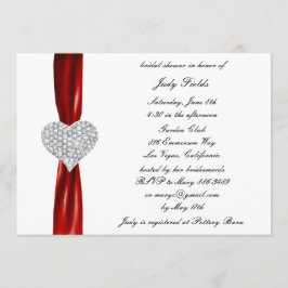 Convite Chá de panela de Casamento Vermelho do Coração de 