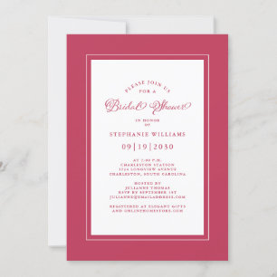 Convite Chá de panela de Casamento Vermelho Magenta Chic E