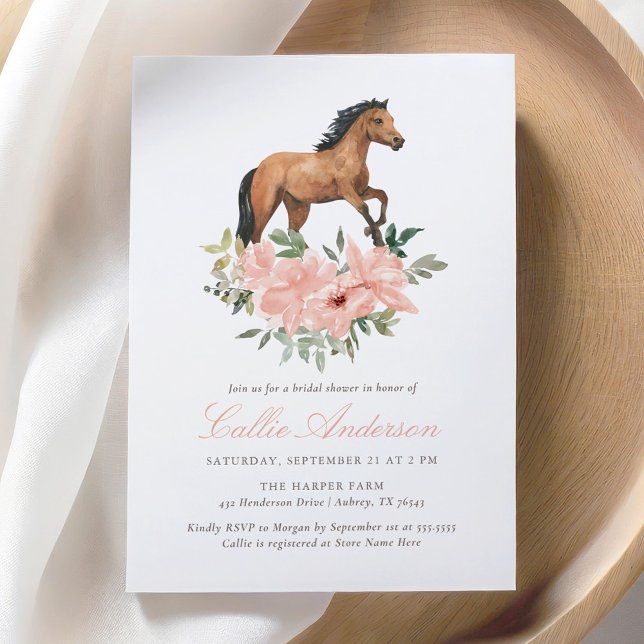 Convite Chá de panela de Cavalo Floral Rosa (Criador carregado)