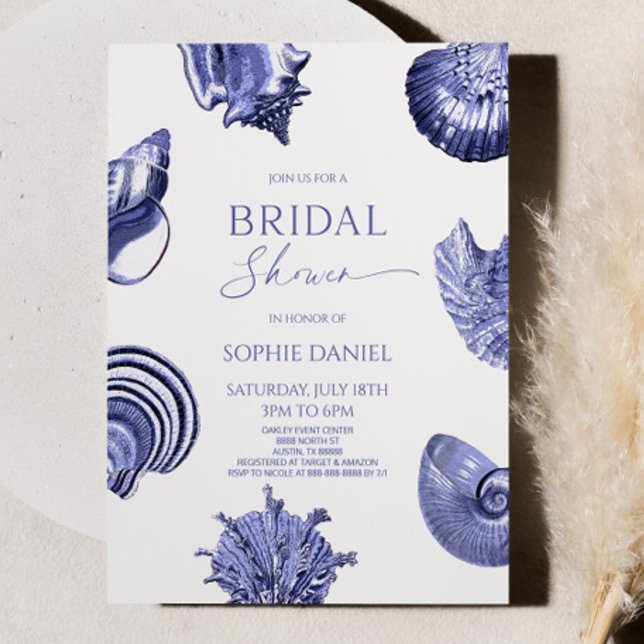 Convite Chá de panela de Cercas Azuis do Oceano Elegante (Criador carregado)